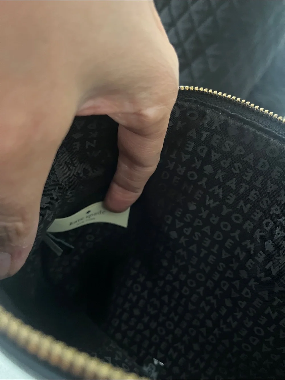 Kate Spade women's black leather clutch/ make-up accessories bag-EUC